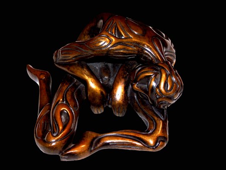 Bronze brun marbré noir.13x16x9